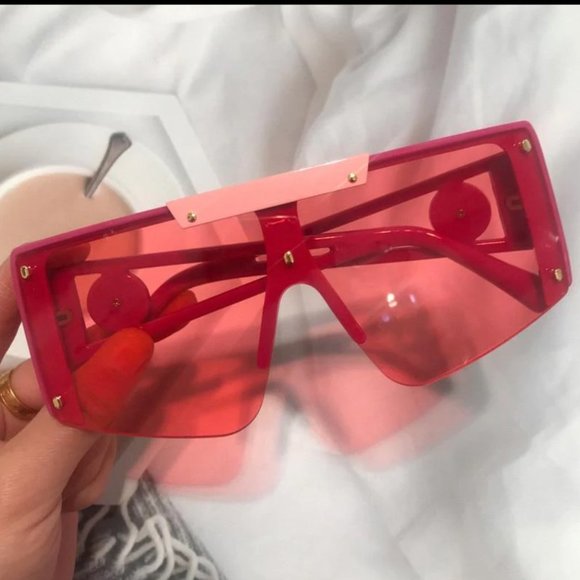 Women Pink Oversized Sunglasses, Square Flat Top Shield Shades main image 5